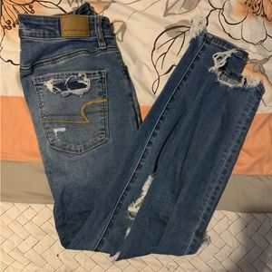 American Eagle Destroyed Super Skinny Stretch Jeans Jr's 6Short